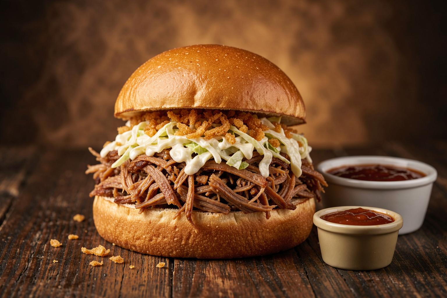 Smoked pulled pork sandwich